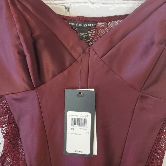 GUESS Lory Mix Bodysuit Sz. XS Cherry Wood* Final Sale!* - Picture 6 of 10